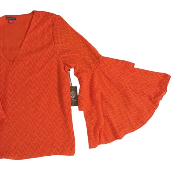 Vince Camuto Orange V-Neck Bell Sleeve Blouse NWT - Picture 9 of 9